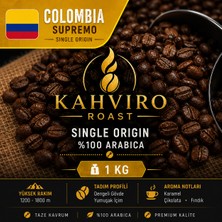 Kahviro Roast Colombia Supremo Single Origin Çekirdek Kahve %100 Arabica 1 kg