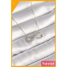 Havor Zirkon Taşlı Sonsuzluk Modeli 316L Çelik Kadın Kolye 45CM