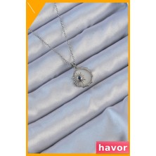 Havor Zirkon Taşlı Mineli Kutup Yıldızı Kolye 45CM Zincir Uzunluğu