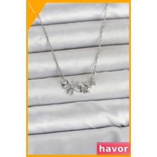 Havor Paslanmaz Çelik Çiçek Kolye Gümüş 316L