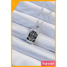 Havor Siyah Mineli Tarot Sembollü Kolye 45CM Uzunluk