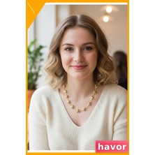 Havor Pirinç Kolye Aksesuarı Altın Tonlu Kadın Takısı