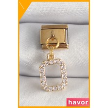 Havor Kare Zirkon Taşlı Kararmaz Çelik Charm Bileklik Aksesuarı