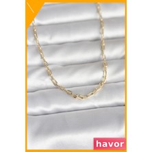 Havor Ataç Zincir Desenli Kadın Kolyesi 60CM Altın Renk Kaplama