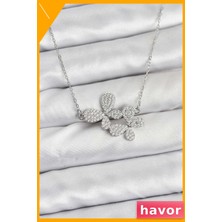 Havor Zirkon Taşlı Kelebek Desenli Kadın Kolye 316L Çelik