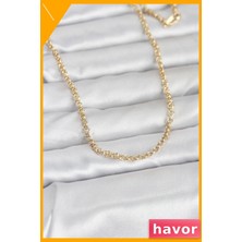 Havor 60 cm Uzunlukta Pirinç Altın Renk Kaplama Kadın Kolye