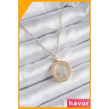 Havor Paslanmaz Çelik Ay Yıldız Detaylı Kadın Kolye 45CM Zincir