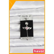 Havor Kanatlı Kalp Model Göbek Piercing 316L Cerrahi Çelik