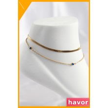 Havor Nazar Boncuk Halhal 316L Çelik Gold Renk 2li Set