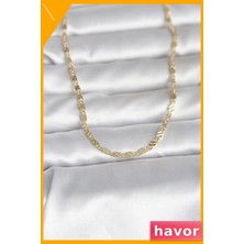 Havor Pirinç Materyal Üzerine Altın Renk Kaplamalı Kadın Kolye