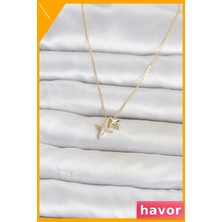 Havor Pirinç Gold Renk Minimal Kutup Yıldızı Model Kadın Kolye