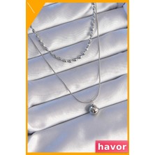 Havor Paslanmaz Çelik Çift Zincirli Kolye 45CM Uzunluk