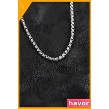Havor Erkek 316L Çelik Gümüş Venetian Zincir Kolye 55 cm