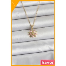 Havor Pembe Papatya Model 316L Paslanmaz Çelik Kadın Kolye