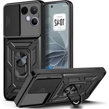 MarkEntegra Tecno Pova C 2 Ile Uyumlu Phoenixshield Sürgülü Sistem Kamera Korumalı Kapak Tam Koruma Manyetik ve Kapak Siyah