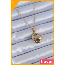 Havor Paslanmaz Çelik Kadın Kolyesi Zirkon Taşlı 45CM Zincir