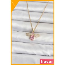 Havor Sinek Model Altın Rengi 316L Çelik Zincir Kolye