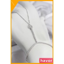 Havor Damla Model Şahmeran Kolye Zirkon Taşlı Pirinç Gümüş Renk