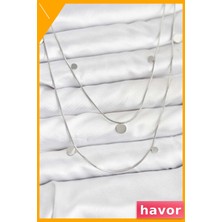 Havor Pullu Kadın Kolye Kararmaz Çelik Zincir