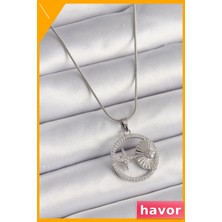 Havor Zirkon Taşlı Yıldız Madalyonlu Kadın Kolye 45CM Zincir