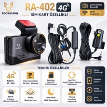 Rockalpha Araç Kayıt Kamerası - RA-402 Uzaktan Izlemeli Sim Kartlı 4g Ön ve Arka Araç Kayıt Kamerası