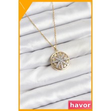 Havor Zirkon Taşlı Kadın Kolye 45CM Uzunluk Kararmaz Çelik