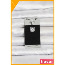 Havor Kare Zirkon Taşlı Cerrahi Çelik Göbek Piercing 316L