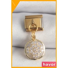 Havor Yonca Desenli Zirkon Taşlı Charm Bileklik Aksesuarı