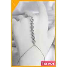 Havor Sıralı Zirkon Taşlı Pirinç Şahmeran Kolye Kadın Gümüş Renk