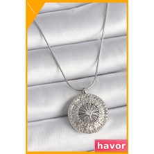Havor Paslanmaz Çelik Zirkon Taşlı Burç Madalyon Kolye 45CM