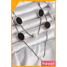 Havor Pirinç Zincirli Inci Detaylı Kadın Kolye