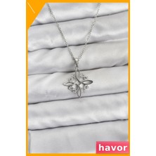 Havor Zirkon Taşlı Sonsuzluk Kolye 45CM Paslanmaz Çelik Zincir