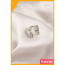 Havor Ayar Yapılabilir Metal Kelebek Figürlü Kadın Yüzüğü