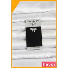 Havor Fiyonk Model 316L Cerrahi Çelik Göbek Piercing Zirkon Taşlı