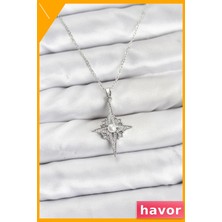 Havor Kutup Yıldızı Desenli Zirkon Taşlı Kadın Kolyesi 45CM