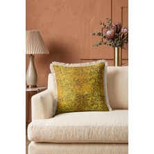 Hanna Home Dekoratif Yastık Kılıfı Mermer Görünümlü Ev Dekorasyonu Saçaklı Saçaklı Kırlent 43X43 cm