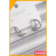 Havor Zirkon Taşlı Pirinç Kadın Küpe Yıldız Sallantı Detay