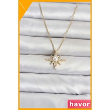 Havor Paslanmaz Çelik Kadın Kolye 45CM Gold Kutup Yıldızı Modeli