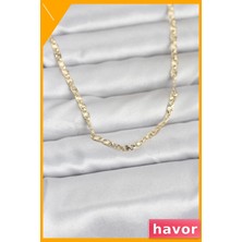 Havor 60 cm Uzunluğunda Lazer Zincirli Kadın Kolye 14K Altın Rengi Kaplama