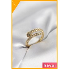 Havor Ayarlanabilir Pirinç Yüzük Zirkon Taşlı Aksesuar