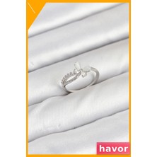 Havor Ayarlanabilir Pirinç Kadın Yüzük Zirkon Taşlı Aksesuar