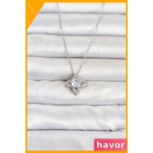 Havor Yonca Model 316L Paslanmaz Çelik Kadın Kolye 45CM Gümüş