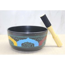 Hediye Sandalı El Işçiliği Motifli Tibet Çanağı (Singing Bowl) Seti – 19 cm
