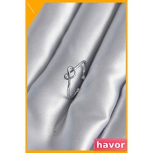 Havor Ayarlanabilir Kalp Desenli Kadın Yüzüğü Gümüş Renginde