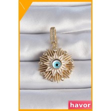 Havor Nazar Boncuklu Pirinç Saçaklı Yıldız Bileklik Aksesuarı