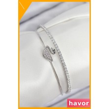 Havor Zirkon Taşlı Kuğu Desenli Kadın Bilekliği