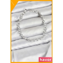 Havor Kare Kesim Zirkon Taşlı Kadın Bilekliği Gümüş Renginde
