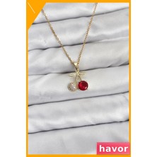 Havor Paslanmaz Çelik Kolye 45CM Zirkon Taşlı Kadın Aksesuarı