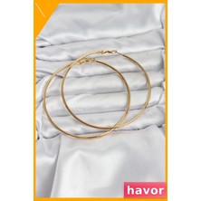 Havor Paslanmaz 316L Çelik Halka Küpe 75MM Altın Renk
