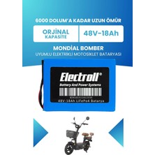 Electroll Mondial Bomber Uyumlu Batarya (Standart Kapasite) Lifepo4 48V 18AH Elektrikli Motosiklet Bataryası